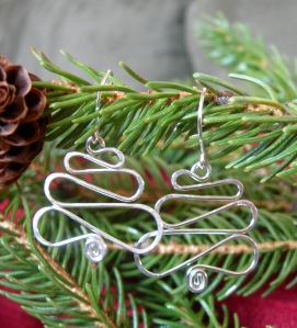 Sterling silver Christmas tree earrings